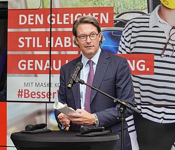 Bundesverkehrsminister Andreas Scheuer stellt #BesserWeiter-Kampagne vor.